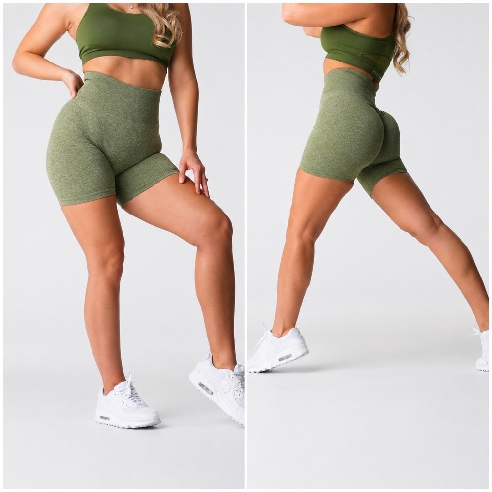 NVGTN Womens Scrunch Seamless Shorts Size S Green Meadow High Waisted Gym Yoga